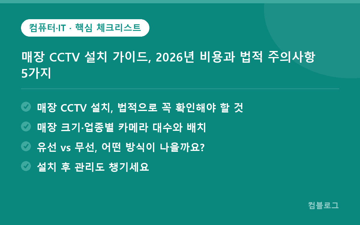 매장 CCTV 설치 핵심 체크리스트