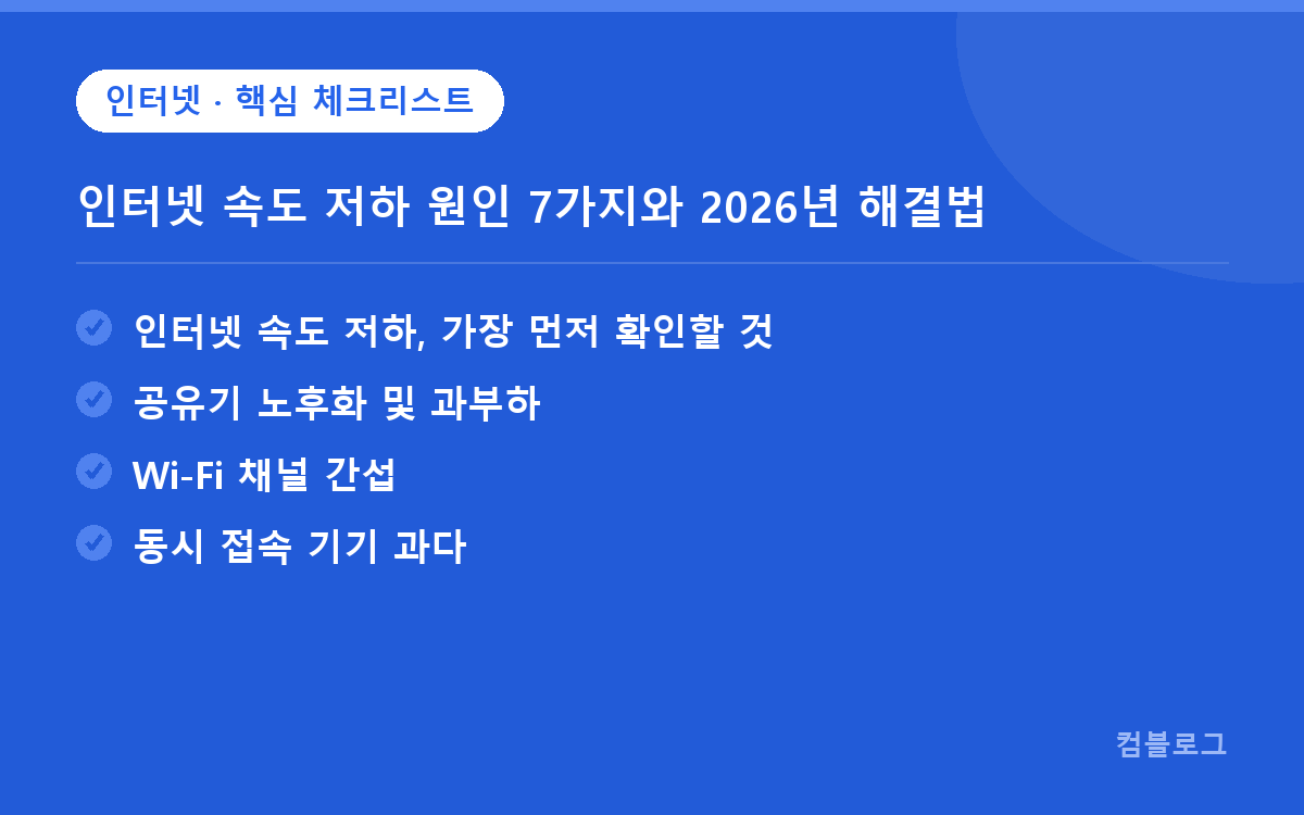 인터넷 속도 저하 핵심 체크리스트