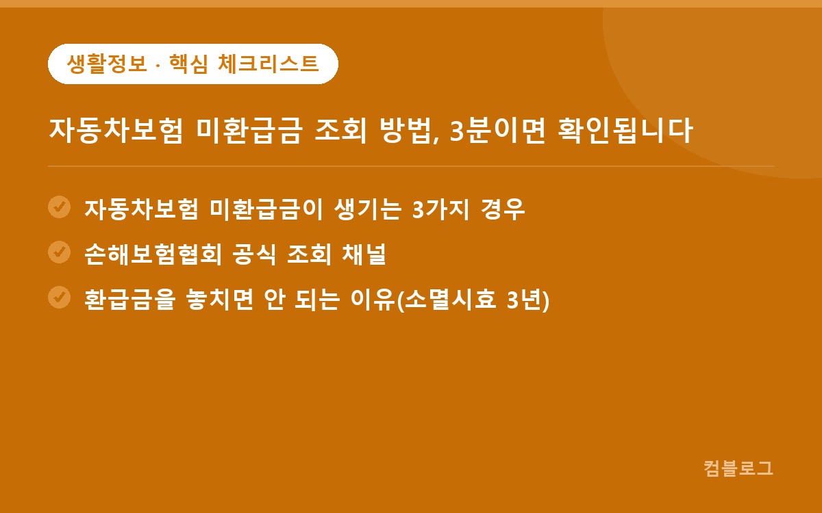 자동차보험 미환급금 조회 방법, 3분이면 확인됩니다 핵심 요약
