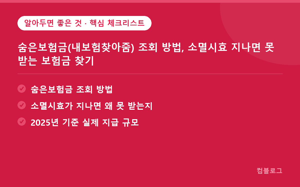 숨은보험금(내보험찾아줌) 조회 방법, 소멸시효 지나면 못 받는 보험금 찾기 핵심 요약